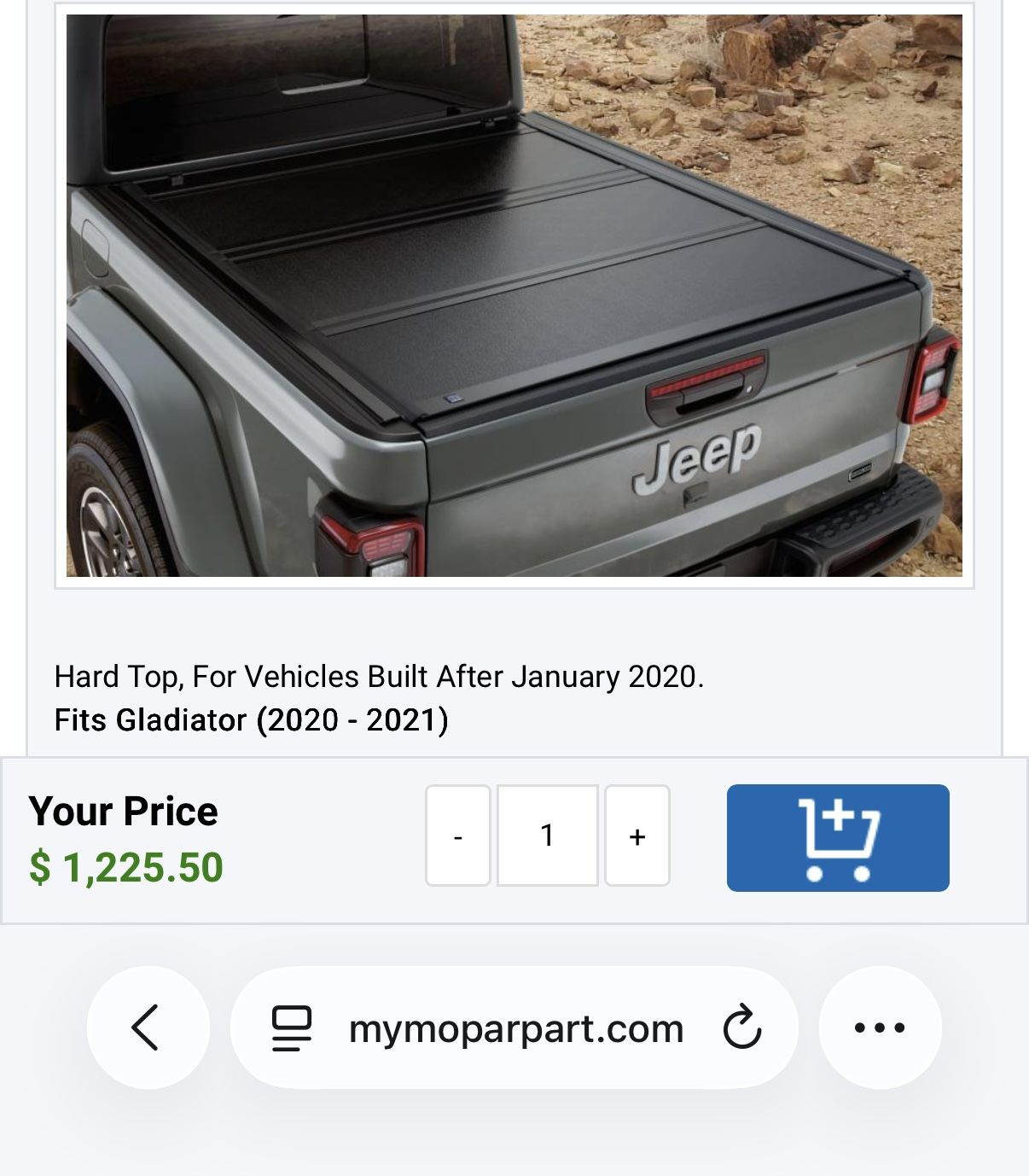 Jeep Gladiator Mopar Tonneau Cover