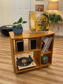 MCM Rolling Record Player Center and Entertainment Center
