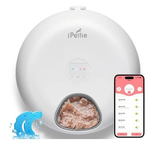 iPettie Donut Frost WiFi 6 Meal Automatic Cat Dispenser with App Control, Dry & Wet Food Automatic Cat Feeder, Smart Dog Feeder with Two Ice Packs, Pr