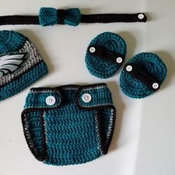 Crochet Baby Boy Philadelphia Eagles Football Inspired Outfit Photo Prop 