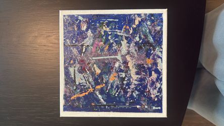 Original 10x10 Mixed Media Abstract Painting – "Midnight Static"