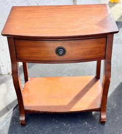Wood Nightstand with Drawer and Lower Shelf 28”L x 19”D x 32”H