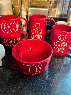 Rae Dunn Hot Cocoa with joy bowl