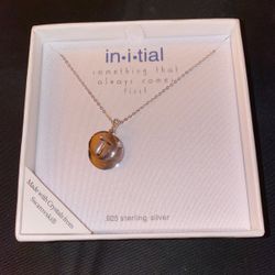 New Letter T Sterling Silver Swarovski Crystals Necklace 18”+2”extender