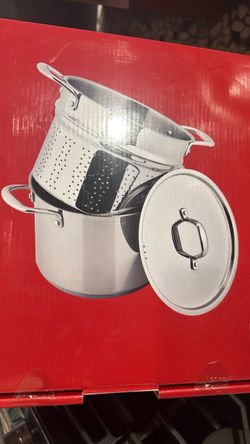 NEW 8 QT Stainless Steel Stock Pot with Colander Insert and Lid