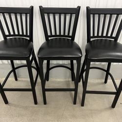 SET OF 3 BERNICK BLACK METAL BAR STOOLS