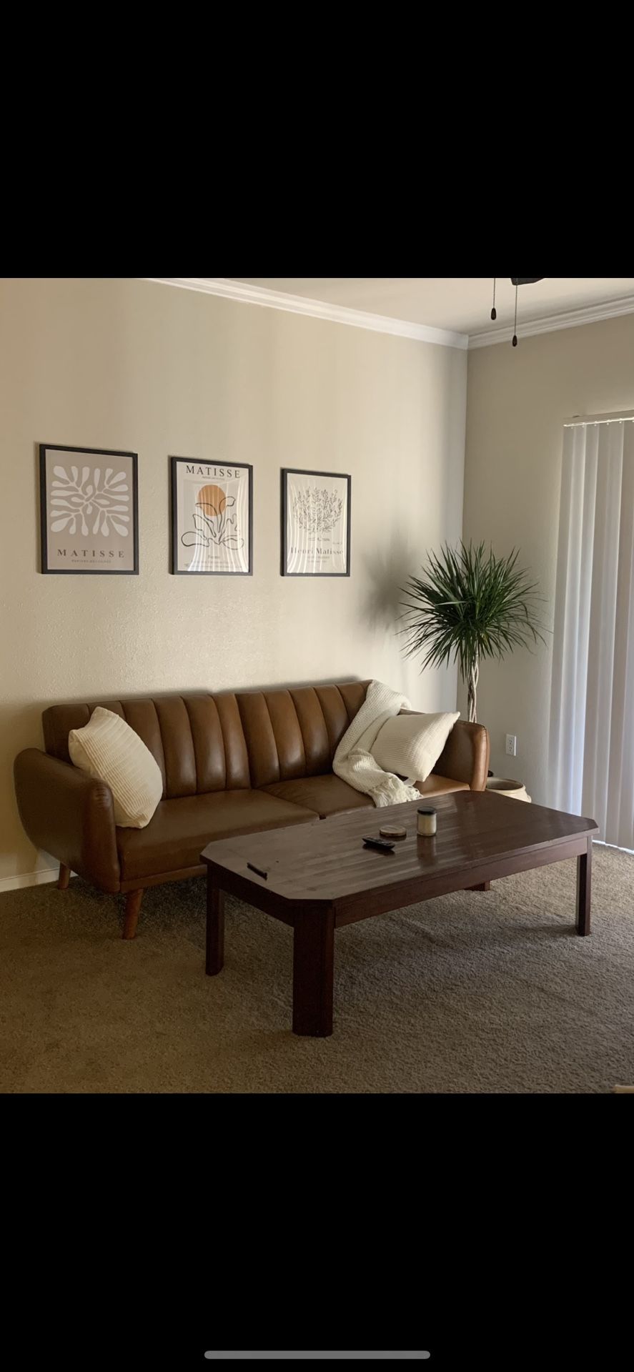 Brown Faux Leather Couch