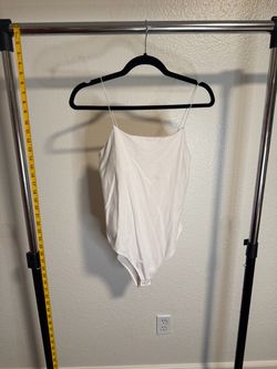 Wild Fable white spaghetti-strap square-neck bodysuit, size Large (12–14)