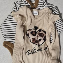 3-6 Months Little Girl Long Sleeve Bodysuit Duo