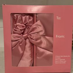 3 Piece Satin Beauty Set Pink Accessories 