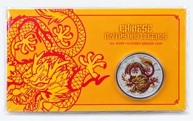 2021 Chinese Myths and Legends 1oz Silver Coloured Dragon Coin