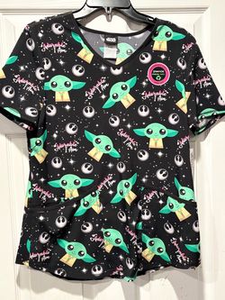Baby Yoda Stretch Scrub Top size Small