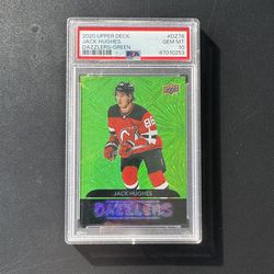 2020-21 Upper Deck Jack Hughes Dazzlers Green PSA Graded 10 Gem Mint
