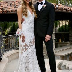 Jovani White Lace Formal Dress