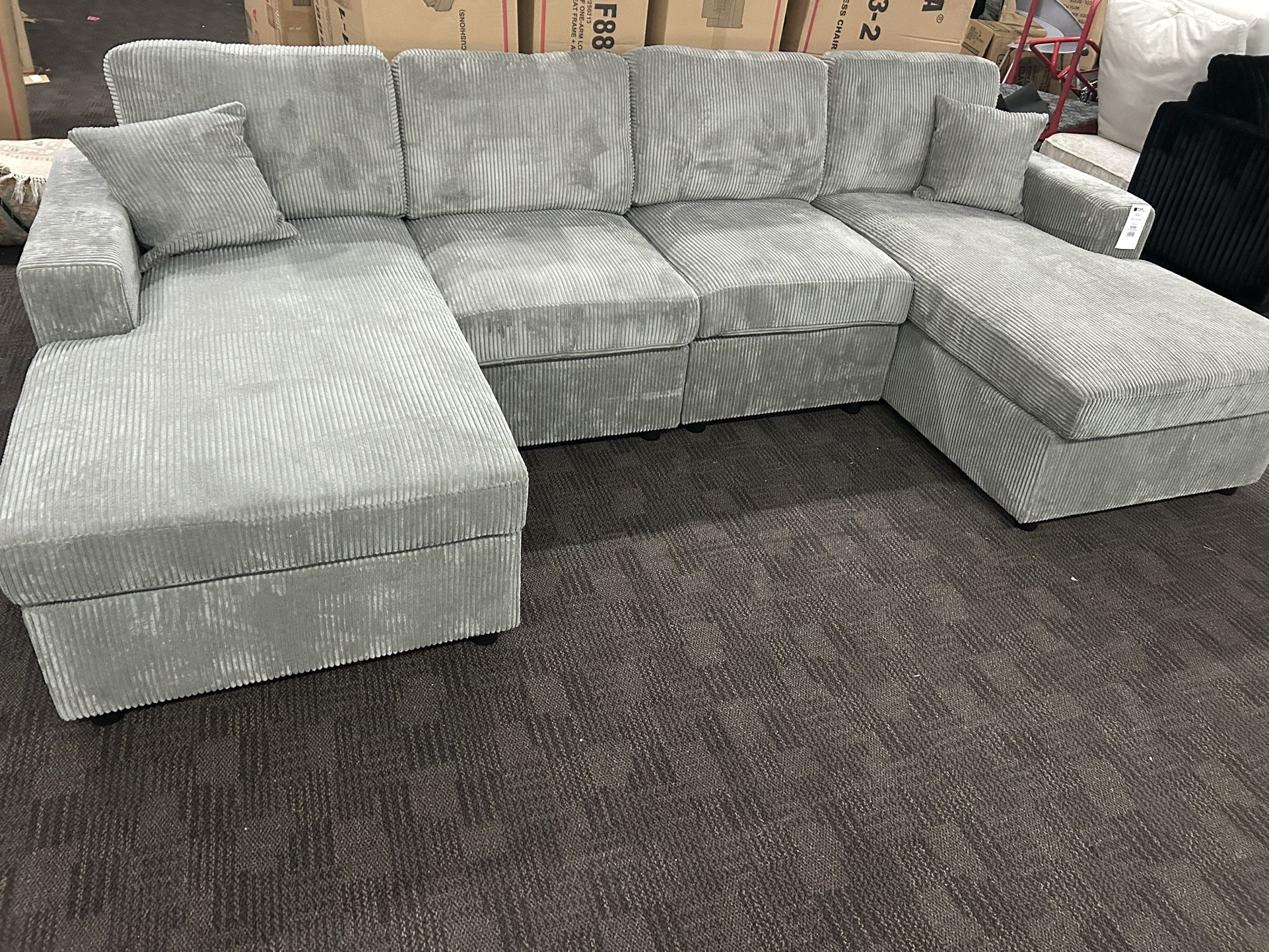 Light Gray Corduroy Comfy Sectional
