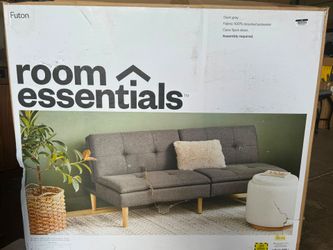 Room Essentials Tufted Dorm Futon Sofa in dark gray
