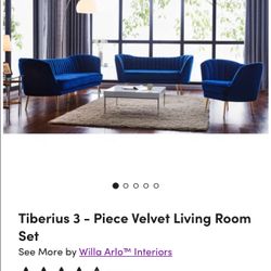 Tiberius 3 - Piece Velvet Living Room Set