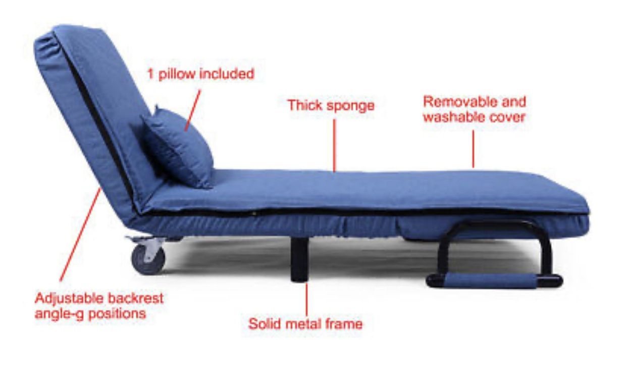 Sofa Bed Folding Arm Chair Width Convertible Sleeper Recliner Lounge New