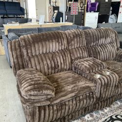 Manual Recliner Loveseat With Cup Holders And Storage 