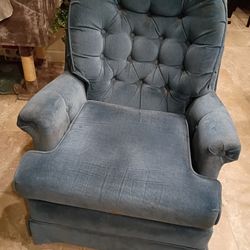 Blue Over Stuffed Rocking Chair That Swivels No Rios Or Tears Nice Gently Used Condition Condition Arm And Head Covers Included Cash Only Please