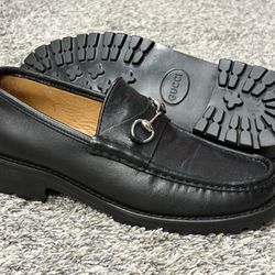 Women’s GUCCI ‘Horsebit’ Black Leather Loafers Size US 8 - B