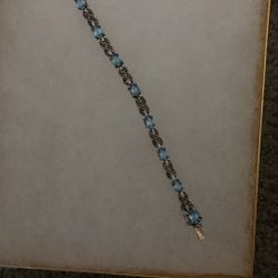 Vintage Blue Topaz Tennis Bracelet: 925 Sterling Silver, 