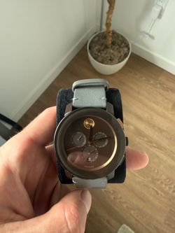 Movado Bold Chronograph Watch Grey Leather Strap