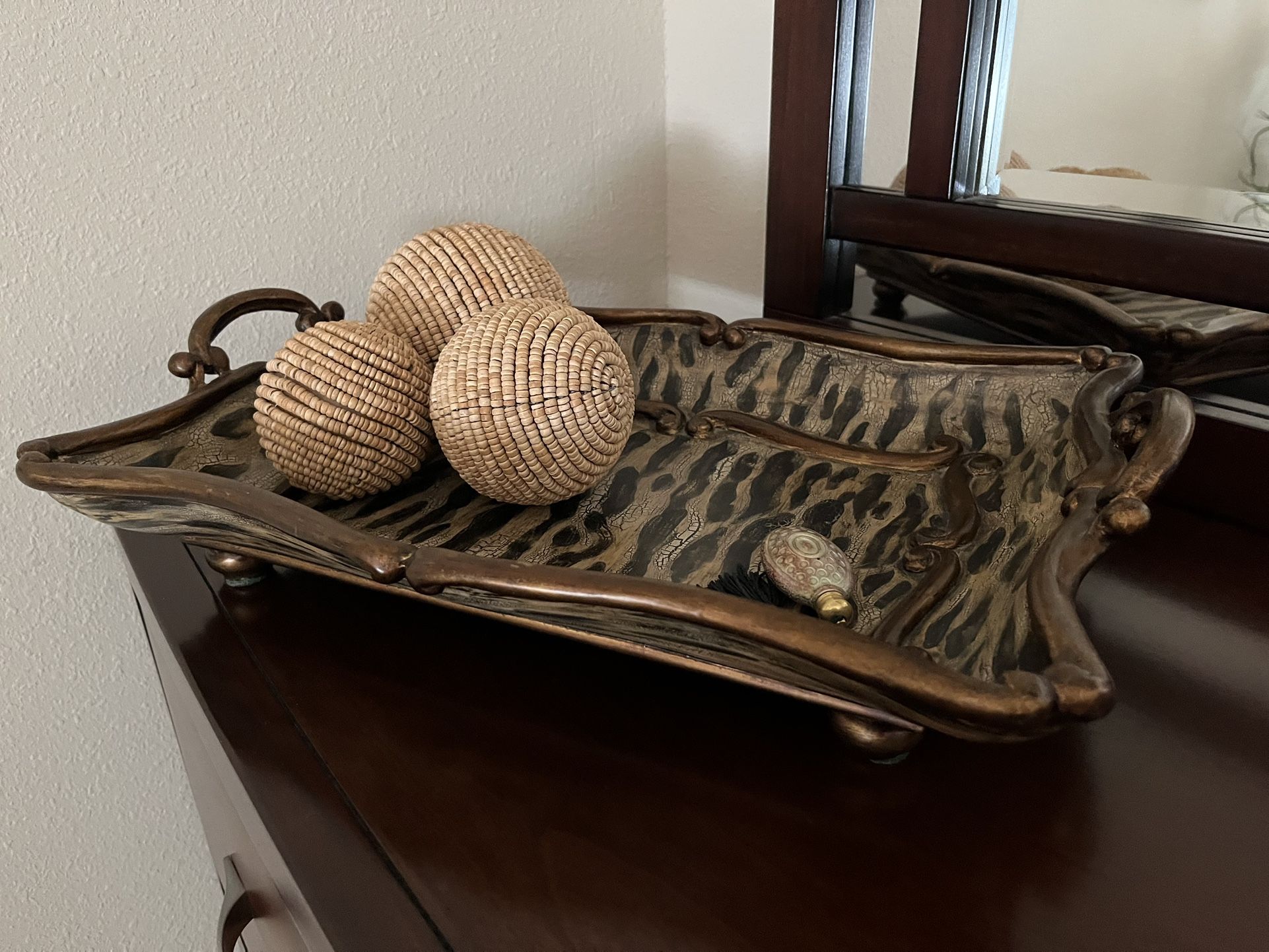 Decorative Candle Sticks With Candles & Tray