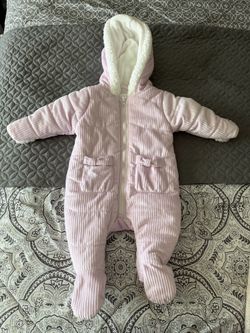 Pink Baby Snowsuit One-Piece with Hood