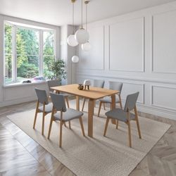 BRAND NEW Light Grey Solid Rubber Wood Dining Set Ideal Furniture Set For Indoor
