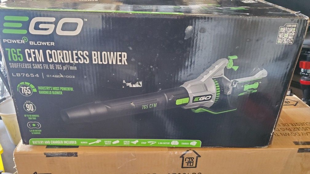 EGO Power+ LB7654 765 CFM Variable-Speed 56-Volt Lithium-ion Cordless Leaf Blower with Shoulder Strap, 5.0Ah Battery and Charger Included

