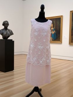 Pink Sleeveless Dress with Lace Overlay
