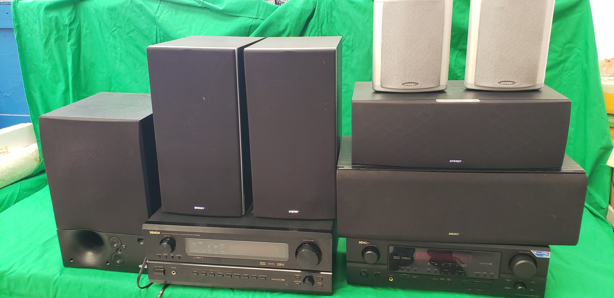 7 Energy Speakers and 2 Denon Receivers