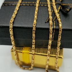 Solid 18kt Gold Baht Style Chain Cadena Estilo Baht En Oro 18kt Solido