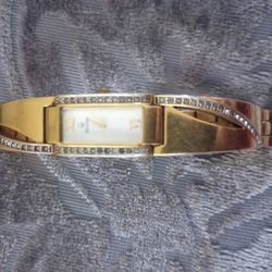 Bulova Women's Gold An Crystal Watch As Is 