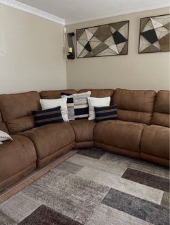 Brown Microfiber Sectional Recliner Sofa