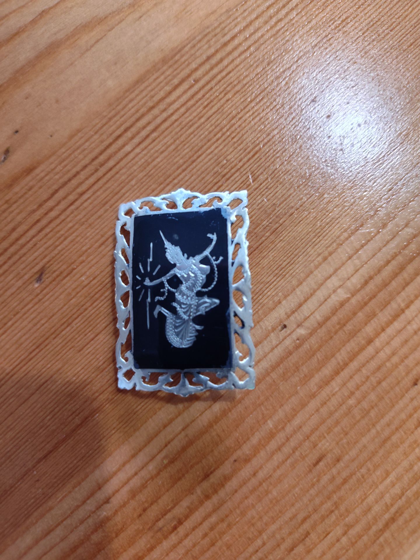 Geisha Dancing Girl on Sterling Silver Pin/Necklace
