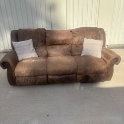 Brown Leather Reclining Sofa DELIVERY AVAILABLE