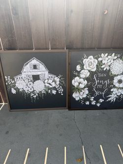 Farmhouse Floral Framed Wall Art Set of 2