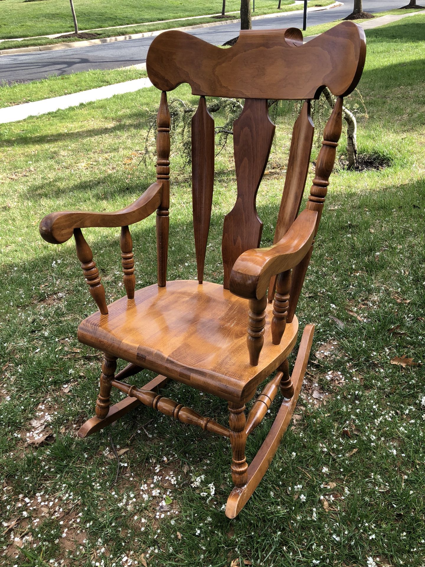 Rocking wooden chair.