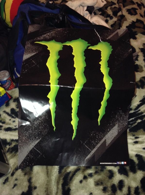 Monster energy poster w/ bull rider j.b. Mauney on back