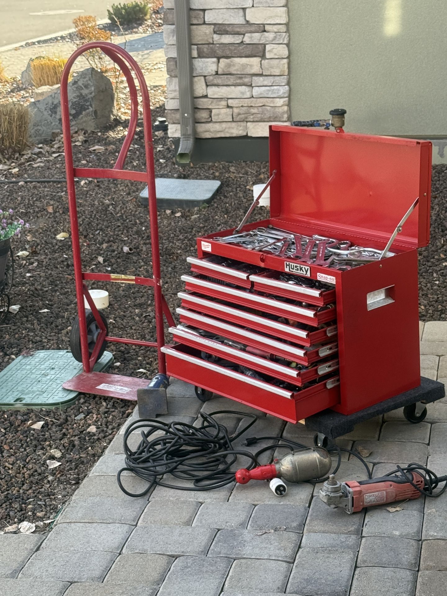Toolbox with Tools + Hand truck Dolly