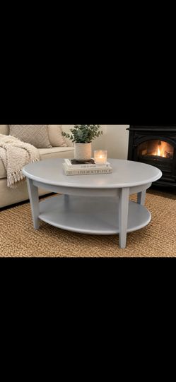 Refinished Modern Oval Coffee Table w/ Storage Shelf – 52”