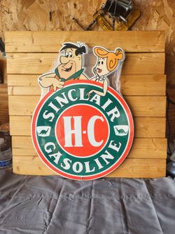 Sinclair HC Gasoline Flintstones Metal Advertising Sign 19"×14"