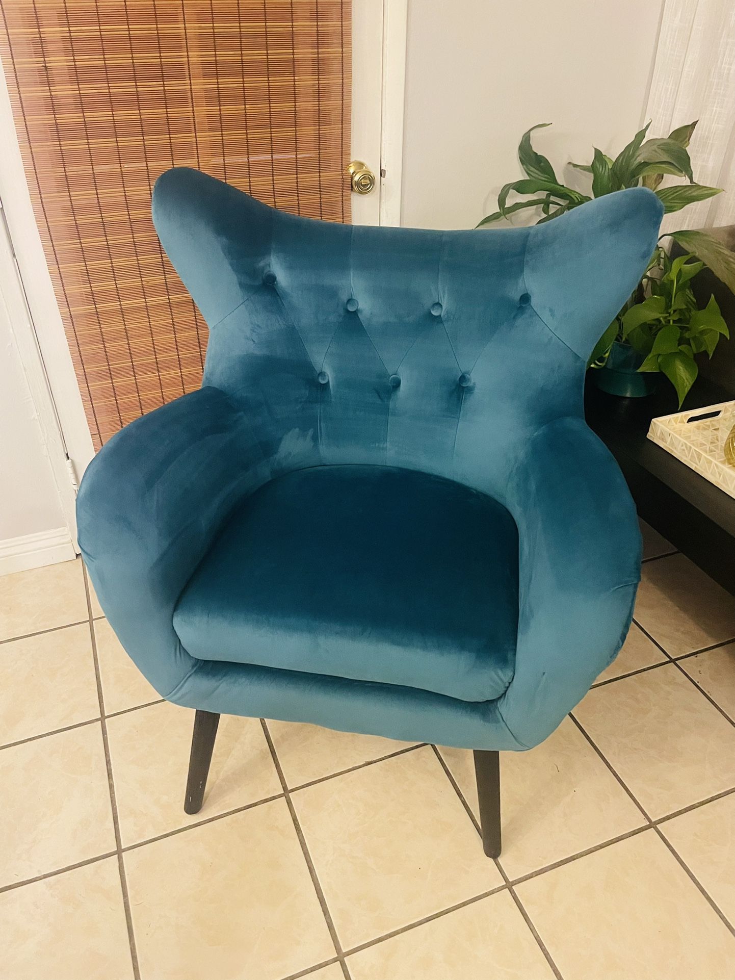 Teal Velvet Wingback Armchair Accent Chair