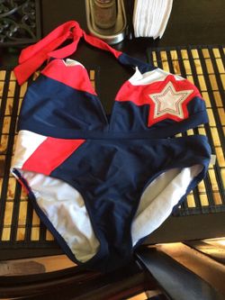 Justice bikini red white and blue