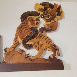 Hand Carved Asian Wood Art