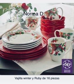 Vajilla Winter y Ruby de 16 piezas nuevas en sus cajas 🌺 princess house 🌺