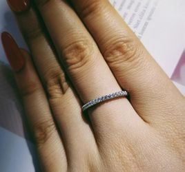 New 18 k white gold engagement ring wedding ring set eternity band