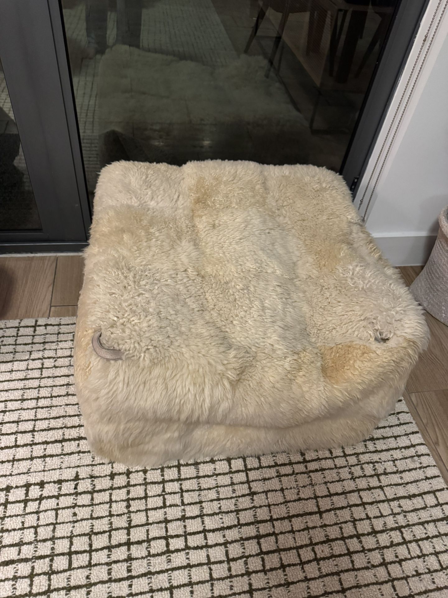 Free Set of 2 Genuine Sheepskin Poufs / Ottomans